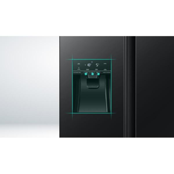 Hisense RS694N4TFE Side by Side Kühl-Gefrierkombination, 91 cm breit, 562 L, NoFrost, Crushed Ice + Eiswürfelbereiter, Wasserspender, Wassertank, schwarz