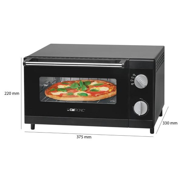 Clatronic MPO 3520 Multi Pizza-Ofen, 1000 W, 12 Liter Backraum, Ober- und Unterhitze, schwarz