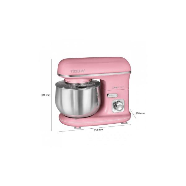 Clatronic KM 3711 Knetmaschine, 1100 W, Schnellspannfutter, stufenlose elektronische Geschwindigkeitsregelung, 5 Liter Edelstahlschüssel, rosa (263875)