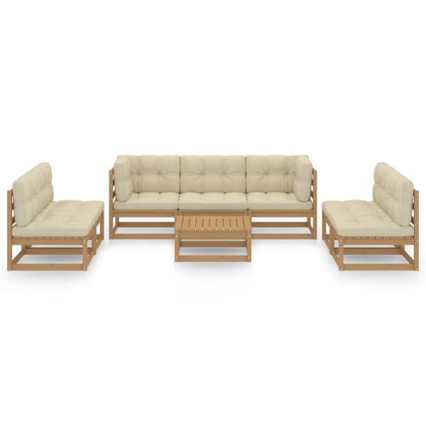 8-tlg. Garten-Lounge-Set mit Kissen Kiefer Massivholz