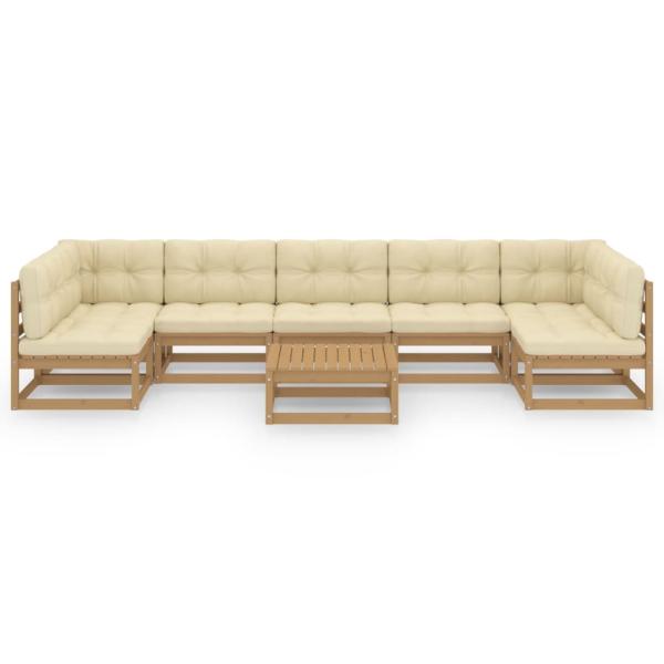 8-tlg Garten-Lounge-Set mit Kissen Honigbraun Massivholz Kiefer