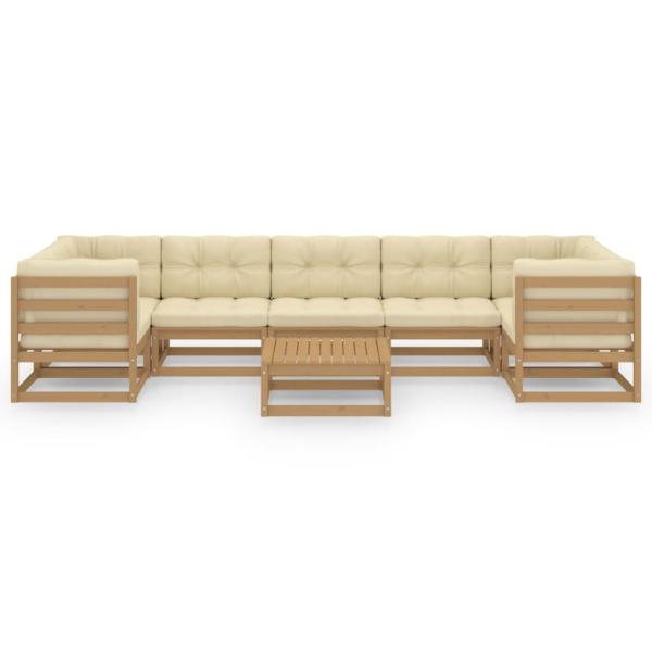 8-tlg Garten-Lounge-Set mit Kissen Honigbraun Massivholz Kiefer