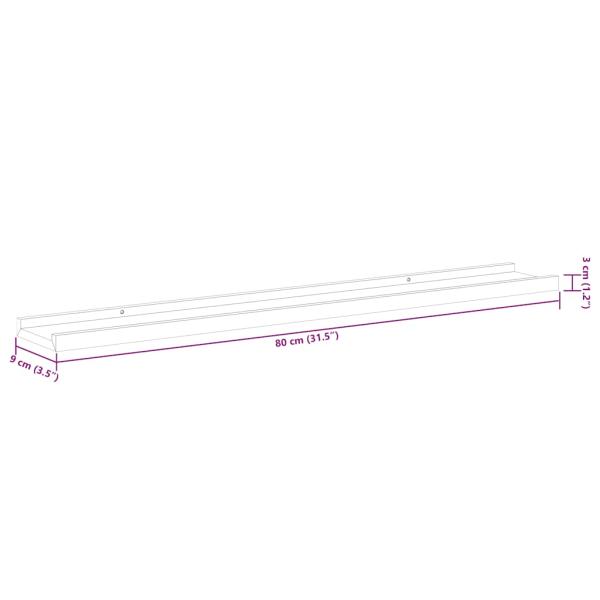 Wandregale 2 Stk. Betongrau 80x9x3 cm