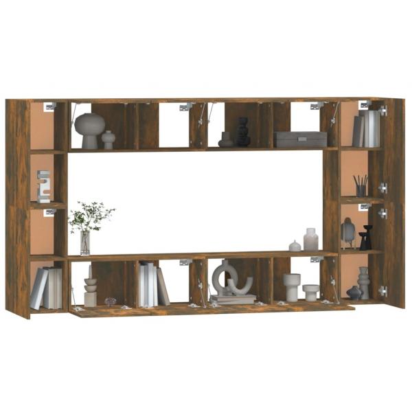 8-tlg. TV-Schrank-Set Räuchereiche Holzwerkstoff
