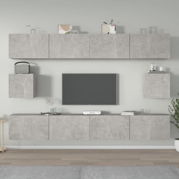 ARDEBO.de - 6-tlg. TV-Schrank-Set Betongrau Holzwerkstoff