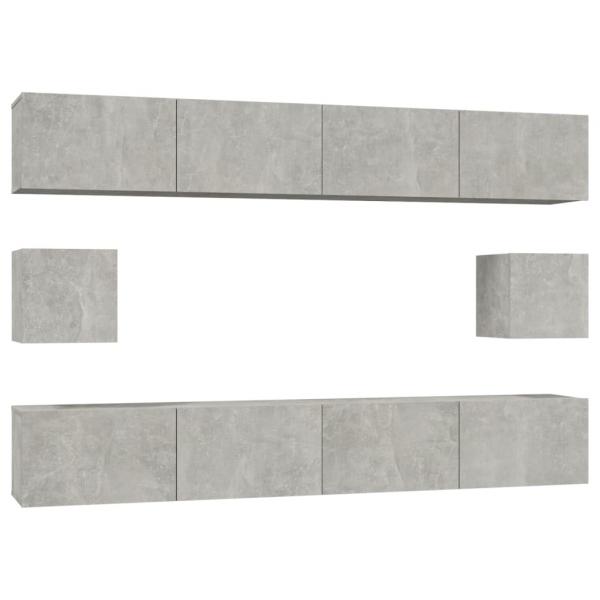 6-tlg. TV-Schrank-Set Betongrau Holzwerkstoff