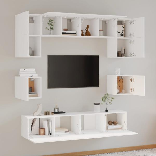 8-tlg. TV-Schrank-Set Weiß Holzwerkstoff