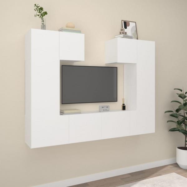 ARDEBO.de - 6-tlg. TV-Schrank-Set Weiß Holzwerkstoff