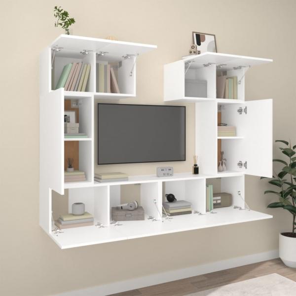 6-tlg. TV-Schrank-Set Weiß Holzwerkstoff