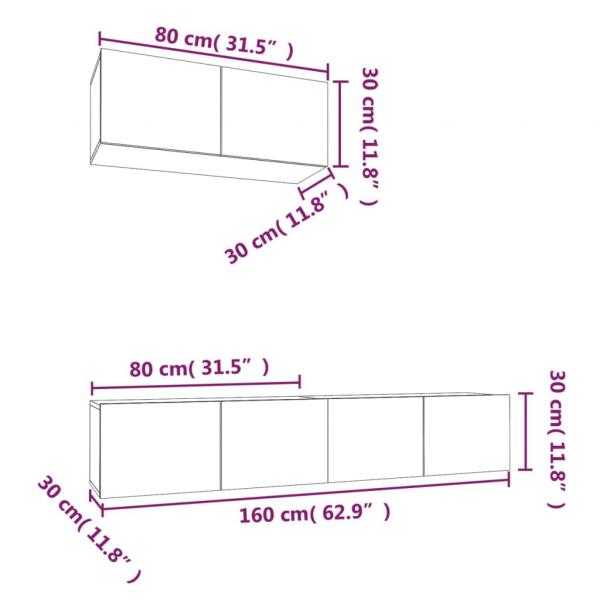3-tlg. TV-Schrank-Set Sonoma-Eiche Holzwerkstoff