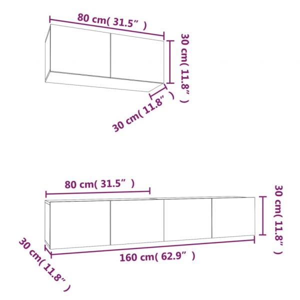 3-tlg. TV-Schrank-Set Betongrau Holzwerkstoff