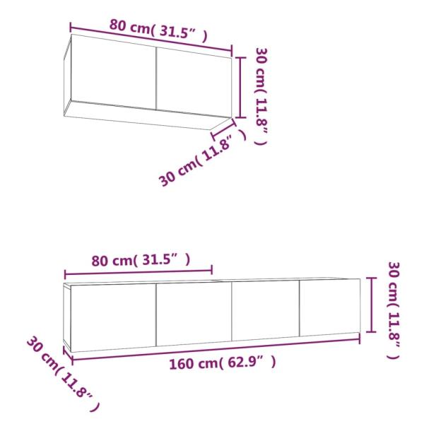 3-tlg. TV-Schrank-Set Betongrau Holzwerkstoff