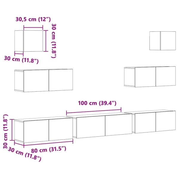 7-tlg. TV-Schrank-Set Betongrau Holzwerkstoff