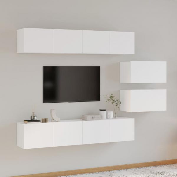 ARDEBO.de - 6-tlg. TV-Schrank-Set Weiß Holzwerkstoff