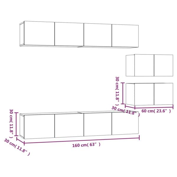 6-tlg. TV-Schrank-Set Weiß Holzwerkstoff