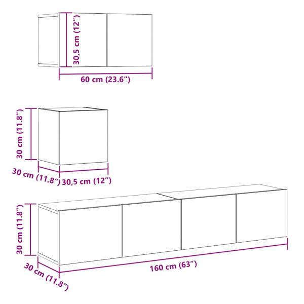 4-tlg. TV-Schrank-Set Grau Sonoma Holzwerkstoff