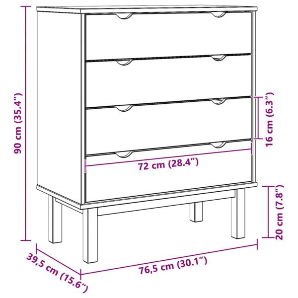 Schubladenschrank OTTA Braun&Grau 76,5x39,5x90 cm Massivholz