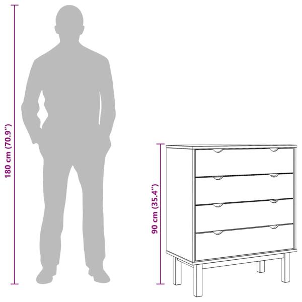 Schubladenschrank OTTA Braun&Weiß 76,5x39,5x90 cm Massivholz
