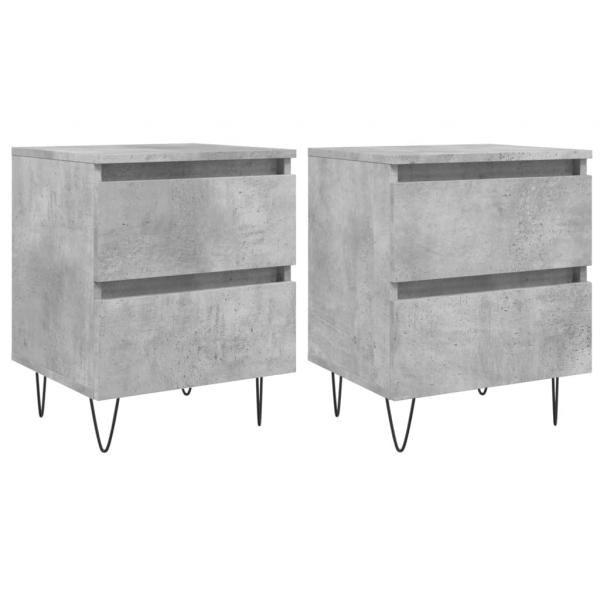 Nachttische 2 Stk. Betongrau 40x35x50 cm Holzwerkstoff