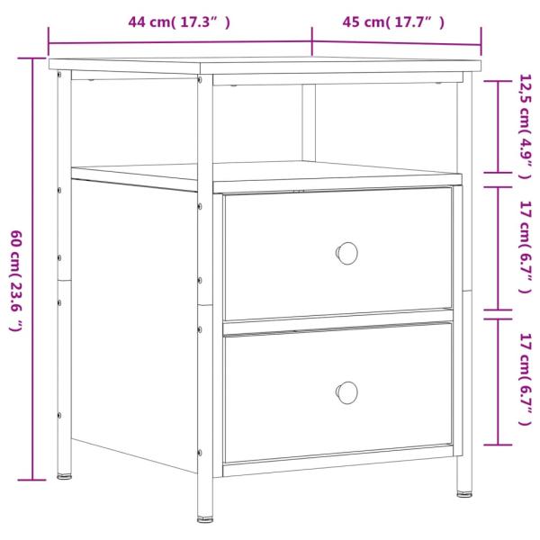 Nachttisch Braun Eichen-Optik 44x45x60 cm Holzwerkstoff