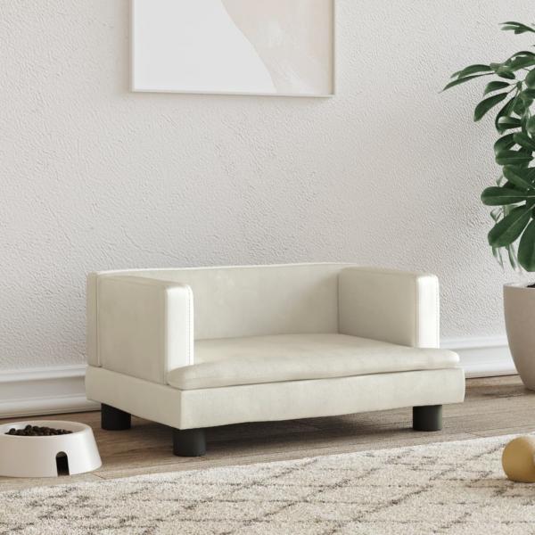 ARDEBO.de - Hundebett Creme 60x40x30 cm Samt