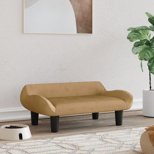 ARDEBO.de - Hundebett Braun 70x40x24 cm Samt