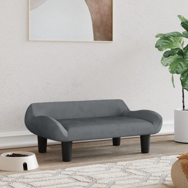 ARDEBO.de - Hundebett Dunkelgrau 70x40x24 cm Samt