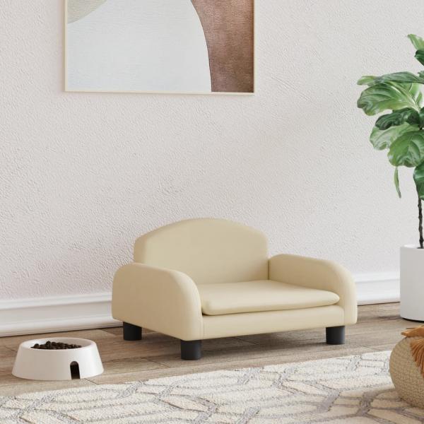 ARDEBO.de - Hundebett Creme 50x40x30 cm Stoff