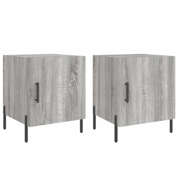 Nachttische 2 Stk. Grau Sonoma 40x40x50 cm Holzwerkstoff