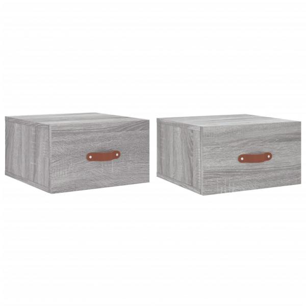 Wand-Nachttische 2 Stk. Grau Sonoma 35x35x20 cm