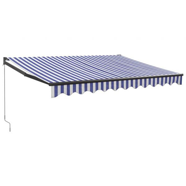 Markise Einziehbar Blau und Weiß 3x2,5 m Stoff und Aluminium
