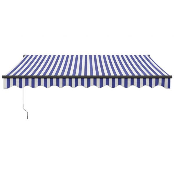 Markise Einziehbar Blau und Weiß 3x2,5 m Stoff und Aluminium