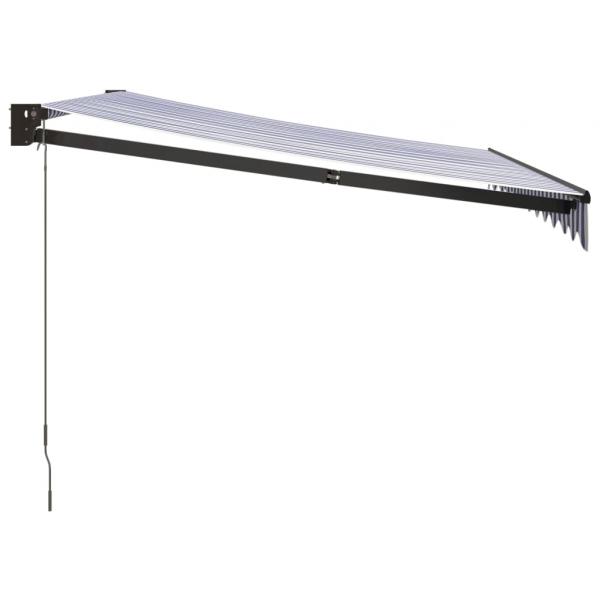 Markise Einziehbar Blau und Weiß 3x2,5 m Stoff und Aluminium