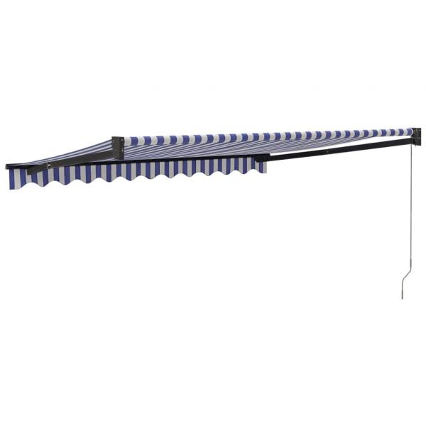 Markise Einziehbar Blau und Weiß 3x2,5 m Stoff und Aluminium