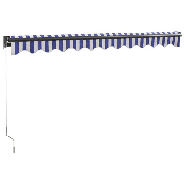 Markise Einziehbar Blau und Weiß 3x2,5 m Stoff und Aluminium