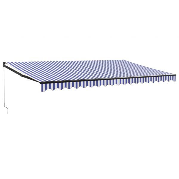 Markise Einziehbar Blau und Weiß 5x3 m Stoff und Aluminium