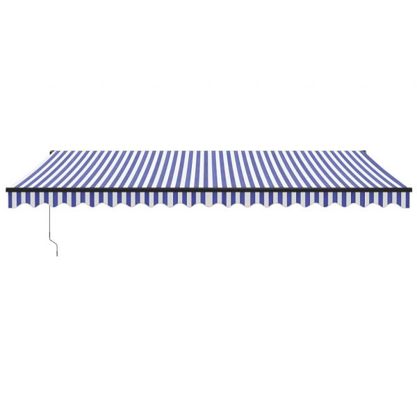 Markise Einziehbar Blau und Weiß 5x3 m Stoff und Aluminium