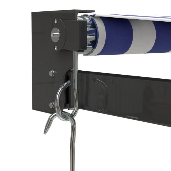 Markise Einziehbar Blau und Weiß 5x3 m Stoff und Aluminium