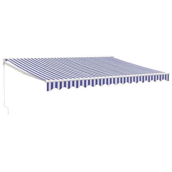 Markise Einziehbar Blau und Weiß 4,5x3 m Stoff und Aluminium