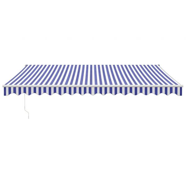 Markise Einziehbar Blau und Weiß 4,5x3 m Stoff und Aluminium