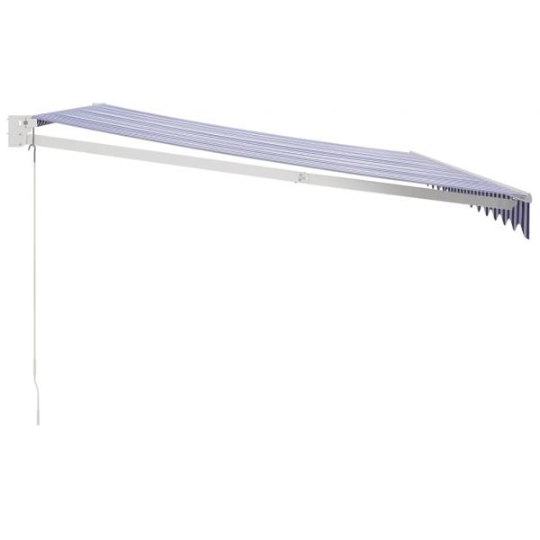 Markise Einziehbar Blau und Weiß 4,5x3 m Stoff und Aluminium