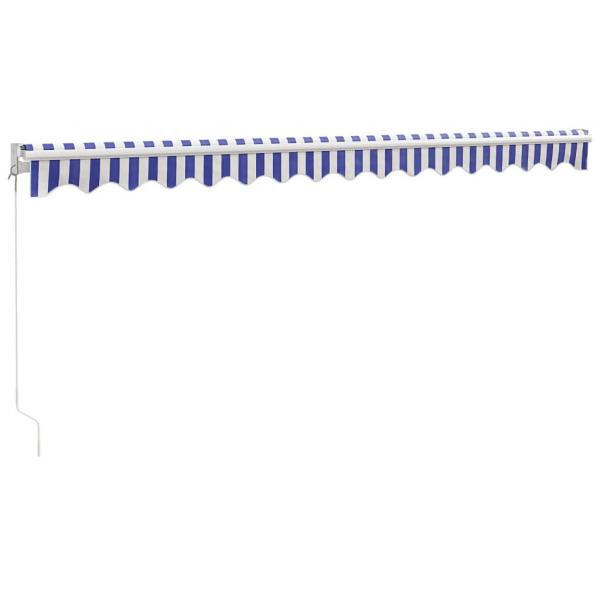 Markise Einziehbar Blau und Weiß 4,5x3 m Stoff und Aluminium