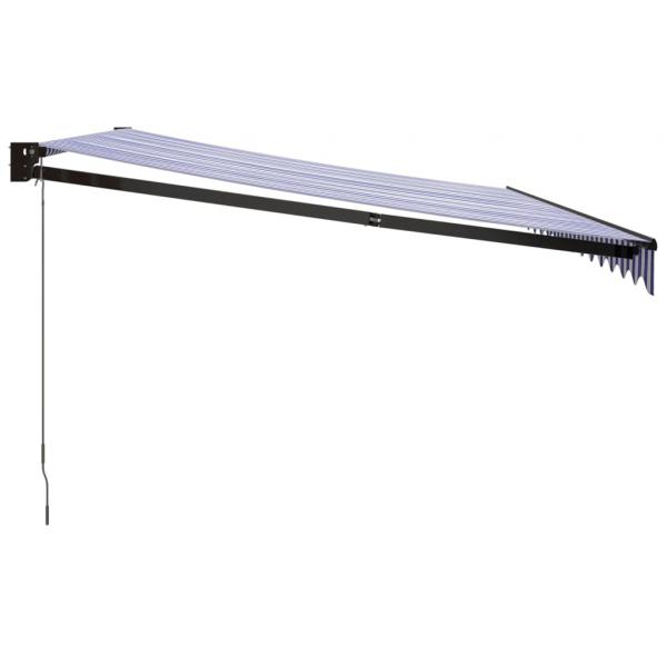 Markise Einziehbar Blau und Weiß 4x3 m Stoff und Aluminium