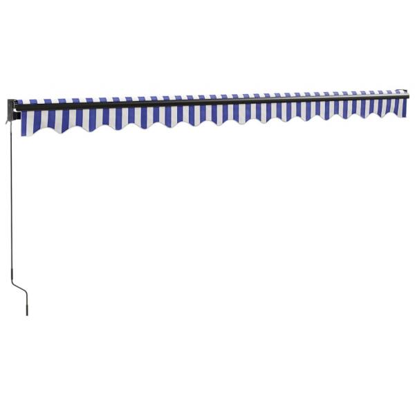 Markise Einziehbar Blau und Weiß 4x3 m Stoff und Aluminium