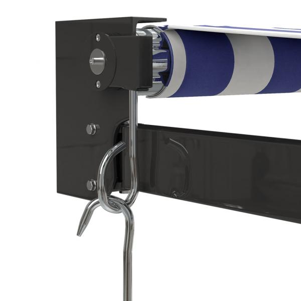 Markise Einziehbar Blau und Weiß 4x3 m Stoff und Aluminium