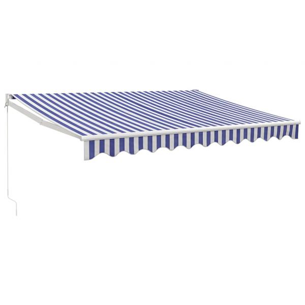Markise Einziehbar Blau und Weiß 3,5x2,5 m Stoff und Aluminium