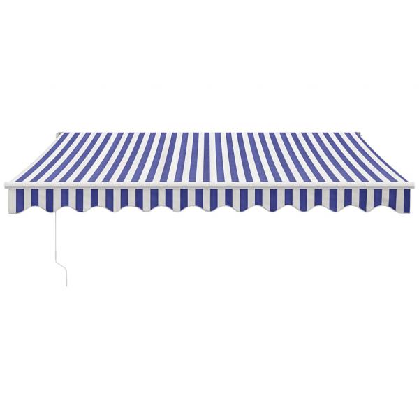 Markise Einziehbar Blau und Weiß 3,5x2,5 m Stoff und Aluminium