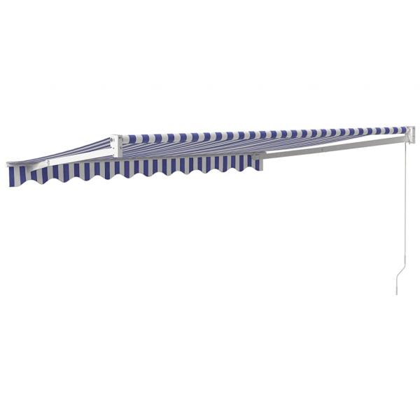 Markise Einziehbar Blau und Weiß 3,5x2,5 m Stoff und Aluminium
