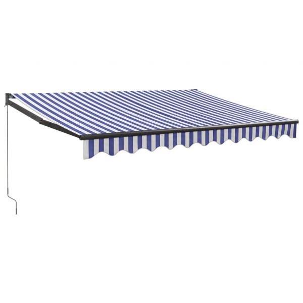 Markise Einziehbar Blau und Weiß 3,5x2,5 m Stoff und Aluminium