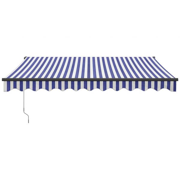 Markise Einziehbar Blau und Weiß 3,5x2,5 m Stoff und Aluminium
